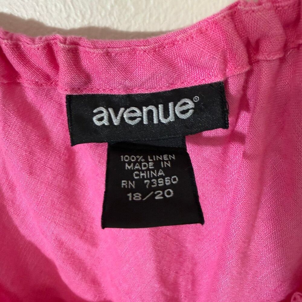 Avenue Plus Size 100% Linen Sleeveless Pink Barbiecore Peasant Blouse Size 18/20 - Picture 3 of 5